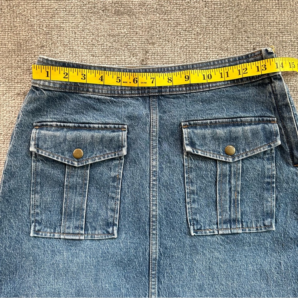 J. Crew Classic Flap Pocket Blue Denim Skirt, Size 27 - Picture 10 of 11